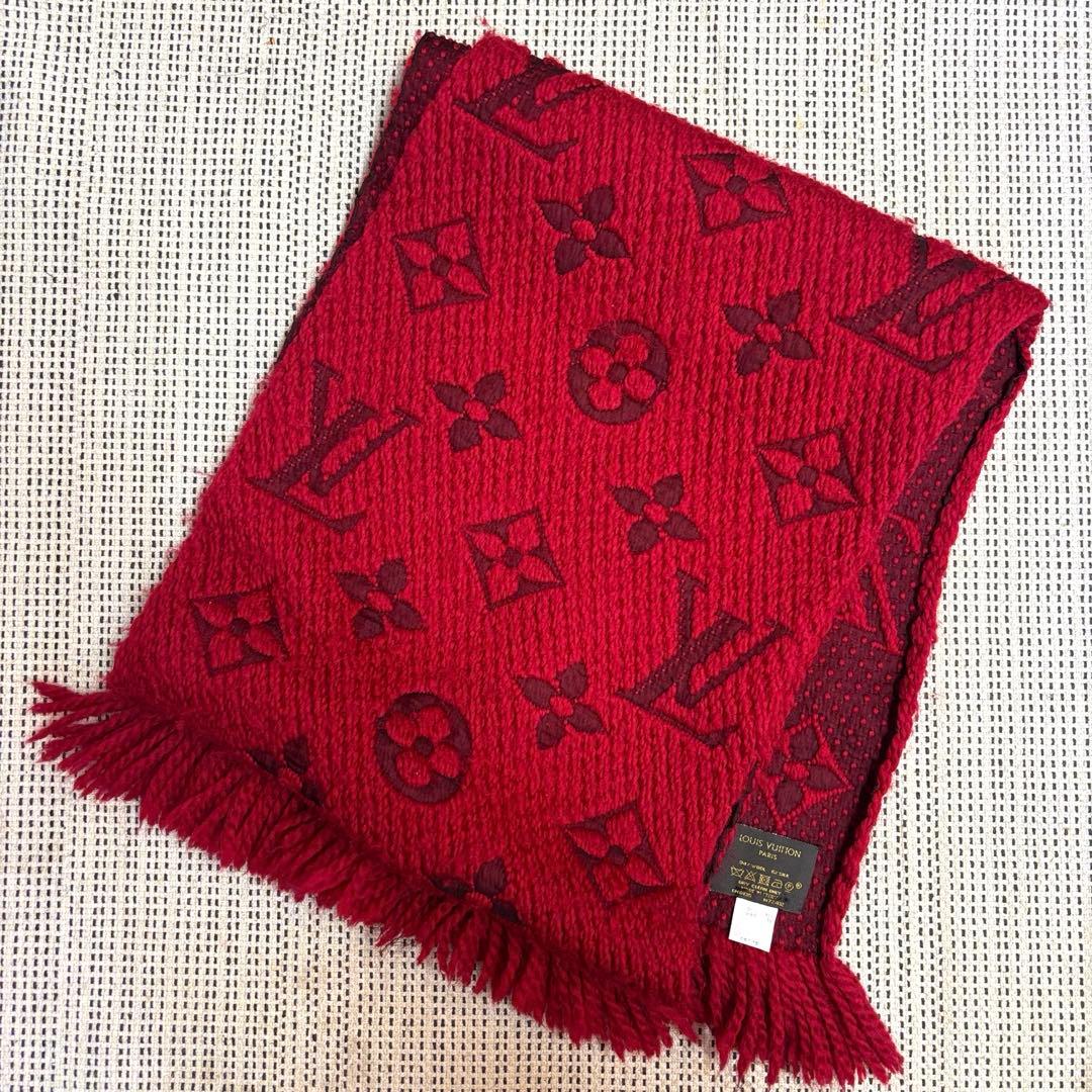 【値下げ中】LOUIS VUITTON 赤 マフラー フリンジ付き