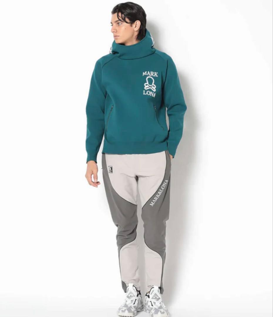 MARK & LONA 46(M) ニットフーデットパーカー グリーン