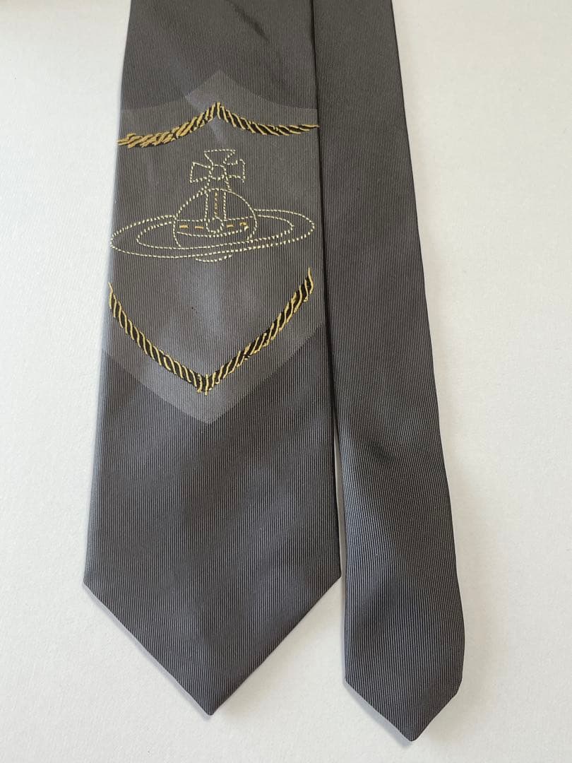 ヴィヴィアンウエストウッド ネクタイ シルクオーブ柄 無地 ロゴ グレー
