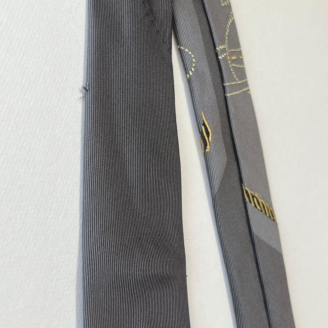 ヴィヴィアンウエストウッド ネクタイ シルクオーブ柄 無地 ロゴ グレー