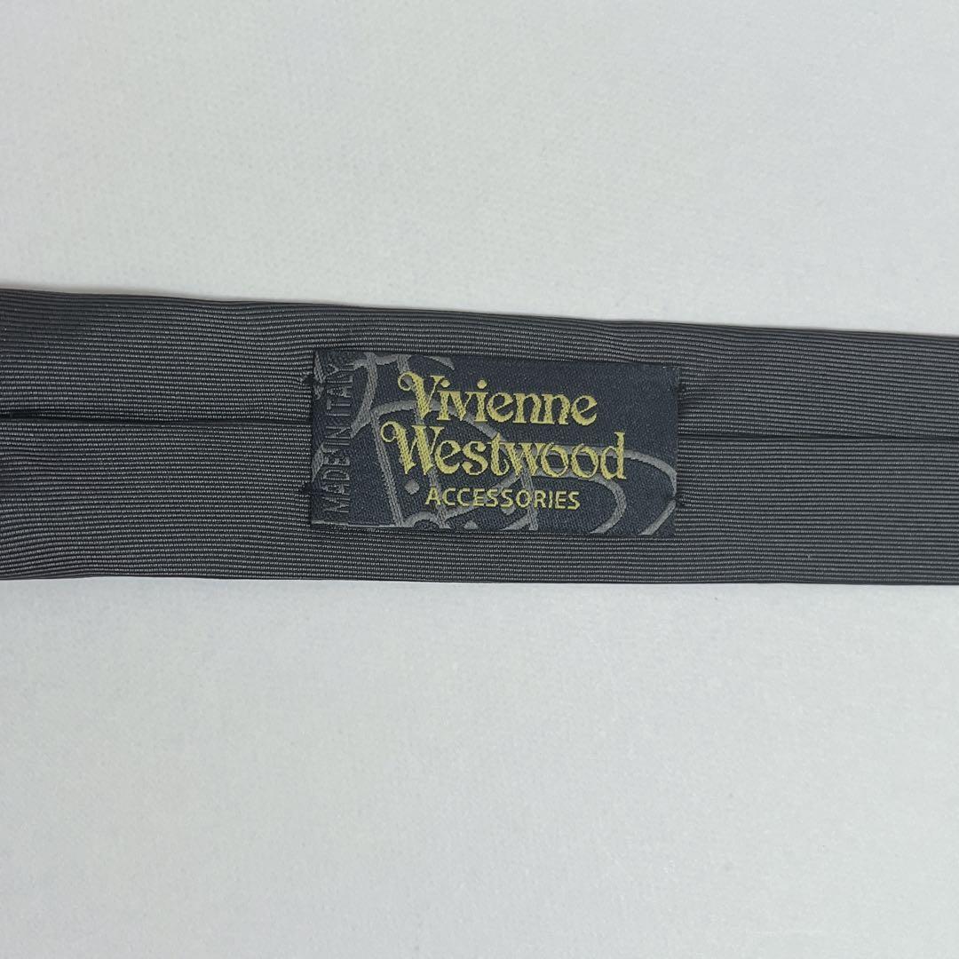 ヴィヴィアンウエストウッド ネクタイ シルクオーブ柄 無地 ロゴ グレー
