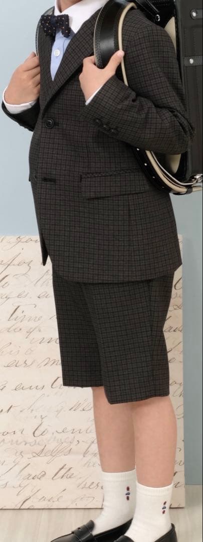 BEAMS mini フォーマルスーツ 120cm グレー系チェック