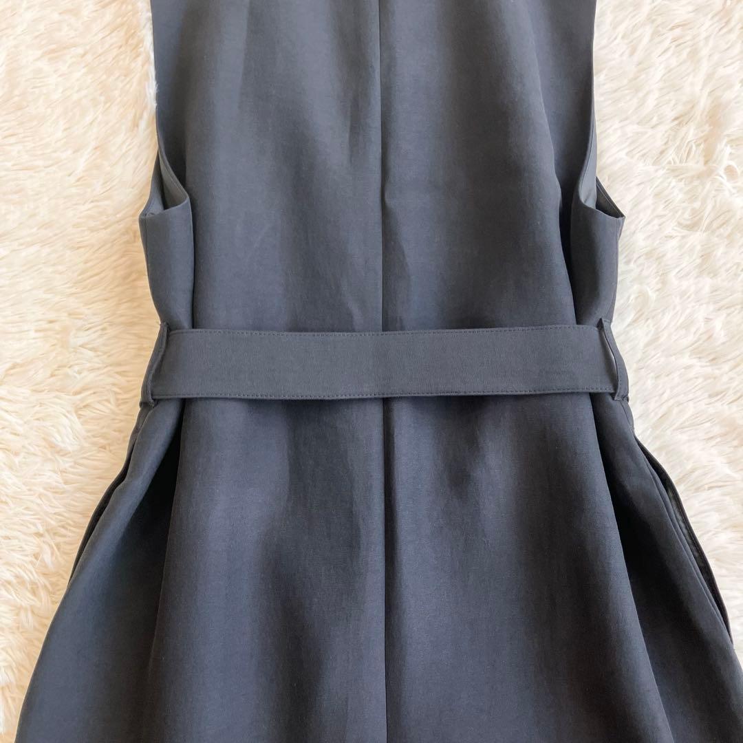 24SS 23区 ハイカウントライトクロス ロングジレ ベスト Aライン 紺色