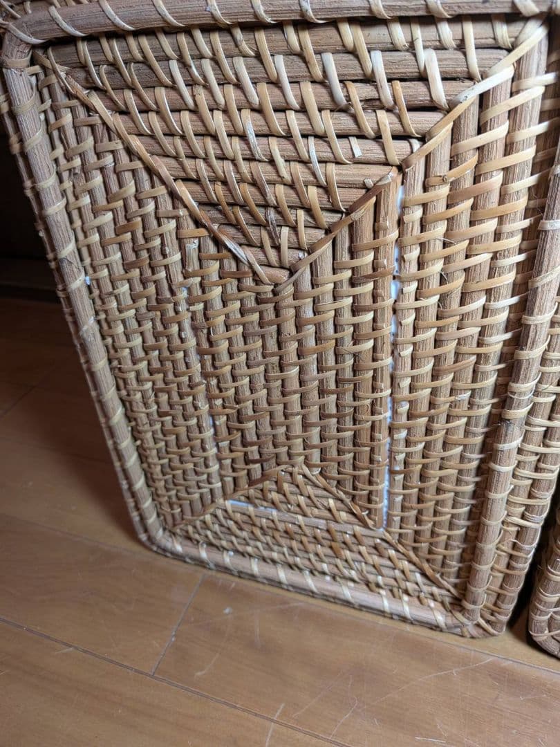 《送料込》無印良品 重なるラタン長方形特大バスケット ラタンカゴ インサート収納