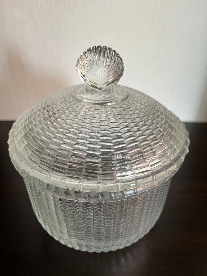 ナンタケットバスケット型　　ガラスジャー(キャニスター)