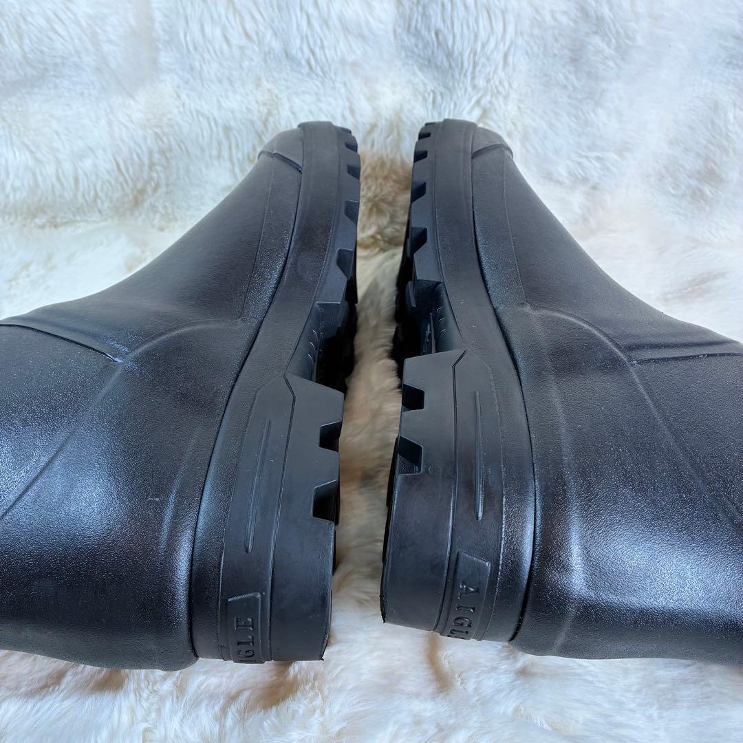【AIGLE】 美品　レインブーツ42 エーグルラバーブーツ 黒　長靴　綺麗