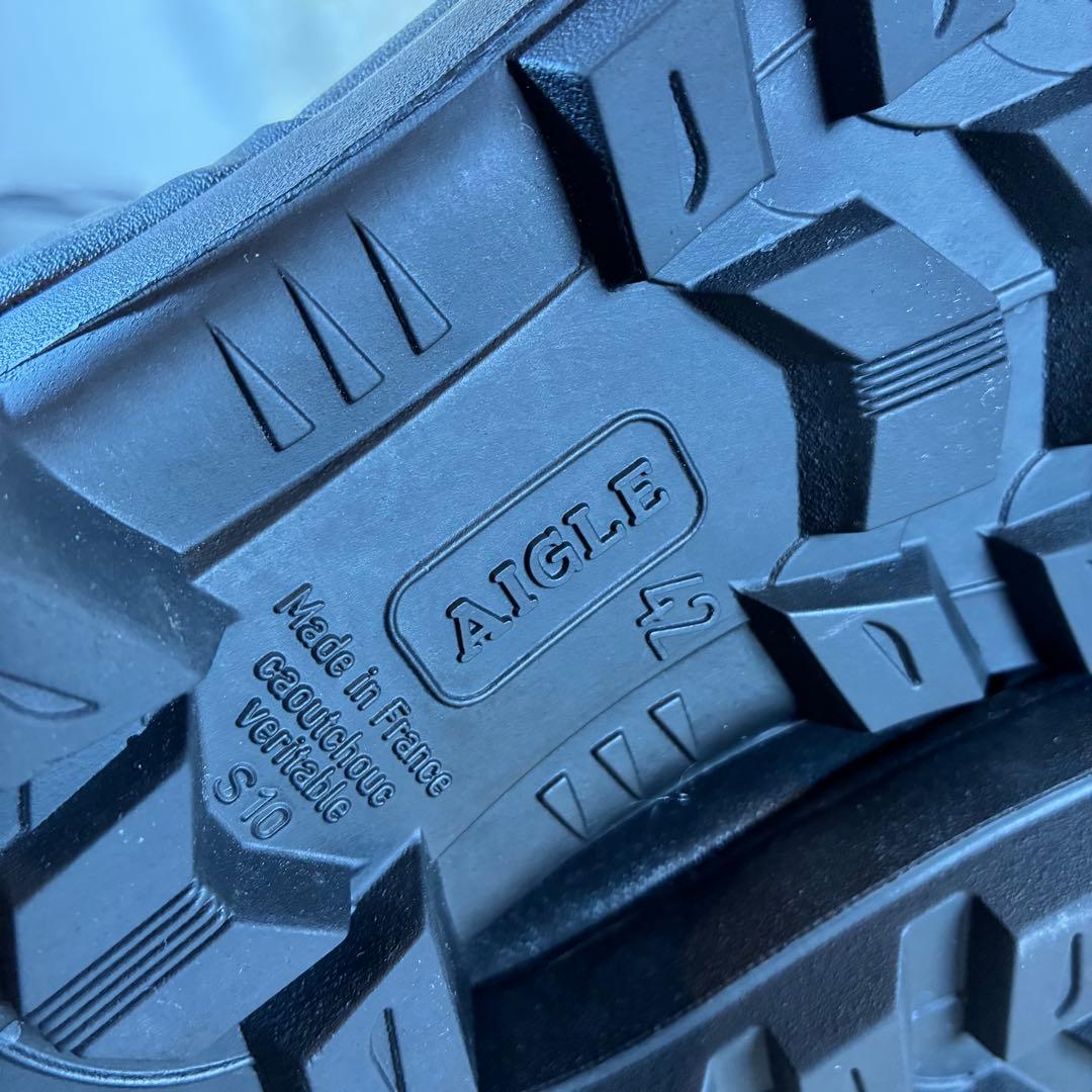 【AIGLE】 美品　レインブーツ42 エーグルラバーブーツ 黒　長靴　綺麗