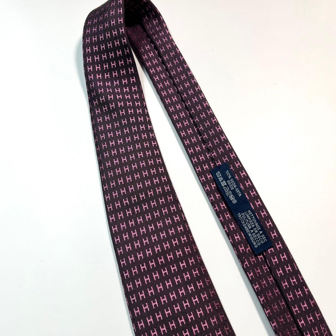 希少色✨美品✨HERMES エルメス　ネクタイ　ファソネH 総柄　高級シルク