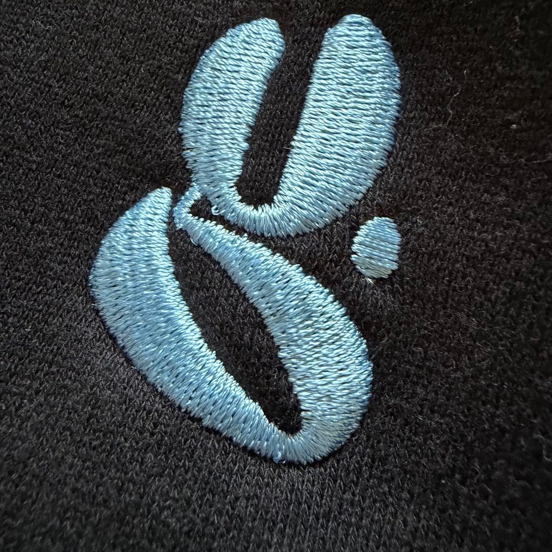 YEGG ジップアップパーカー　フーディ耳付き ブラック 韓国 刺繍ロゴ