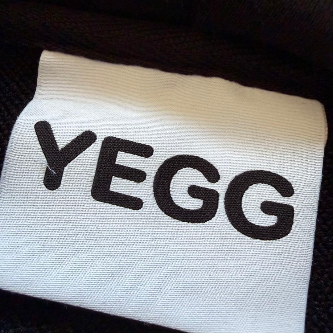 YEGG ジップアップパーカー　フーディ耳付き ブラック 韓国 刺繍ロゴ