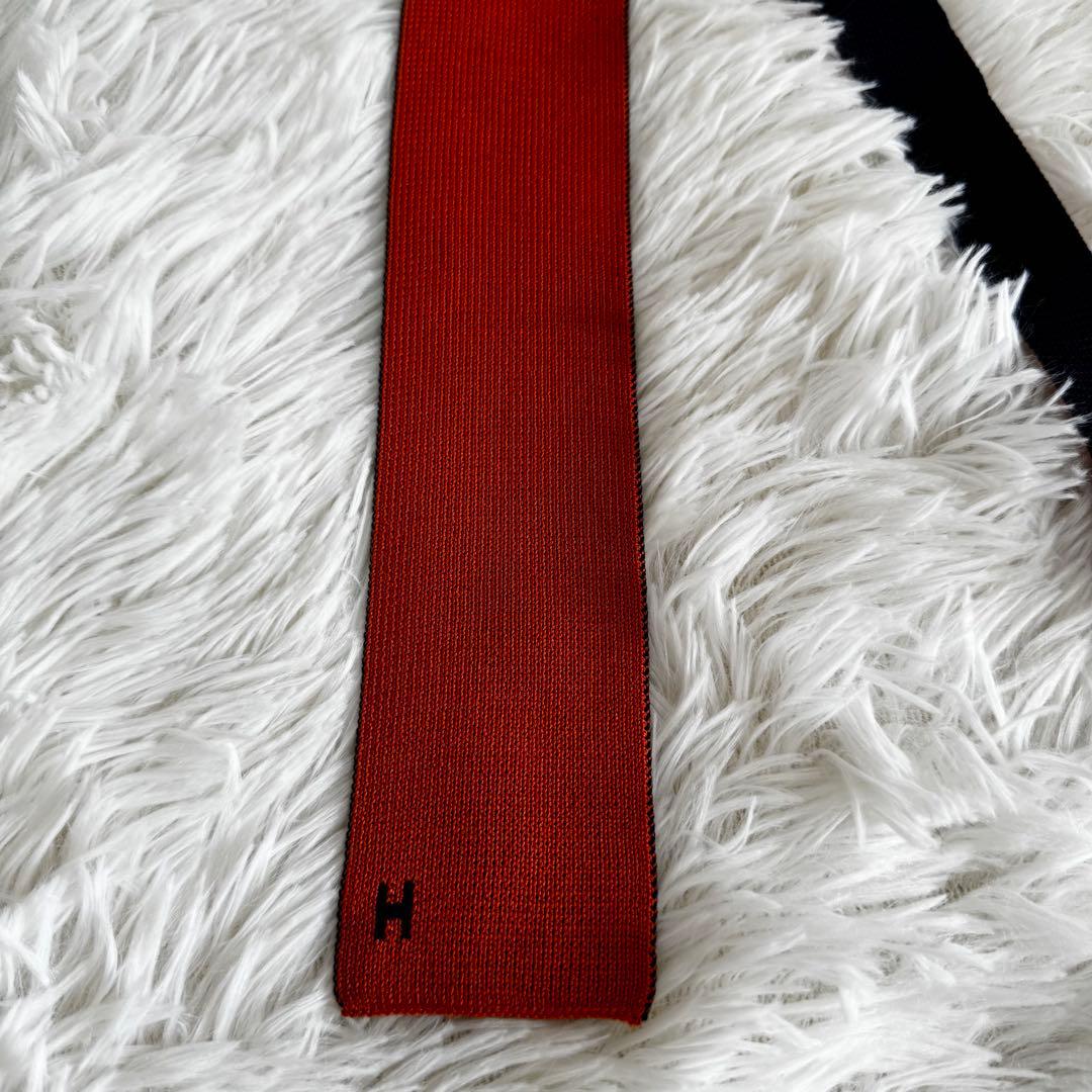 エルメス HERMES ニットタイ 4WAY ロゴ刺繍 リバーシブル イタリア製