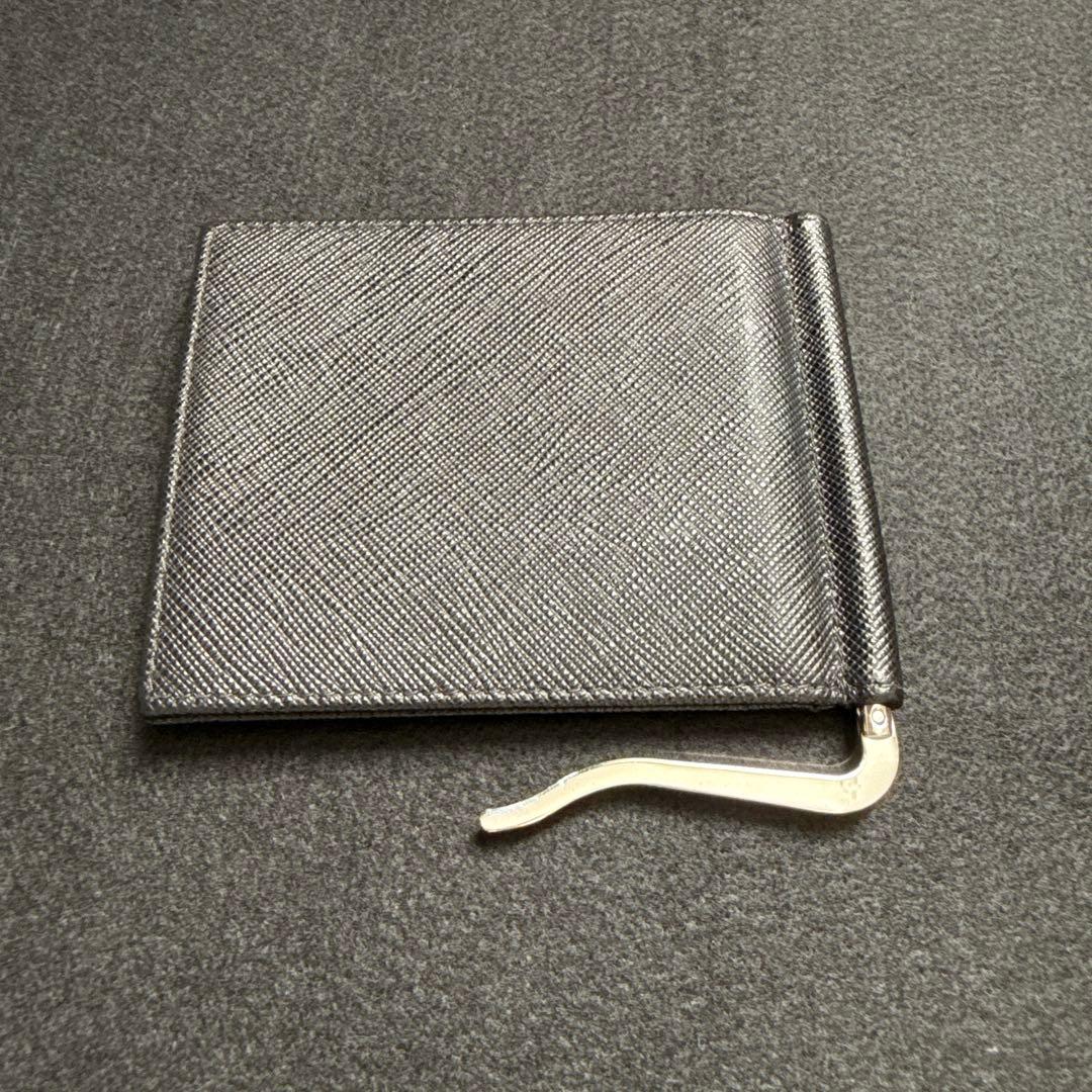 PRADA(プラダ) サフィアーノ マネークリップ 二つ折り財布 ブラック