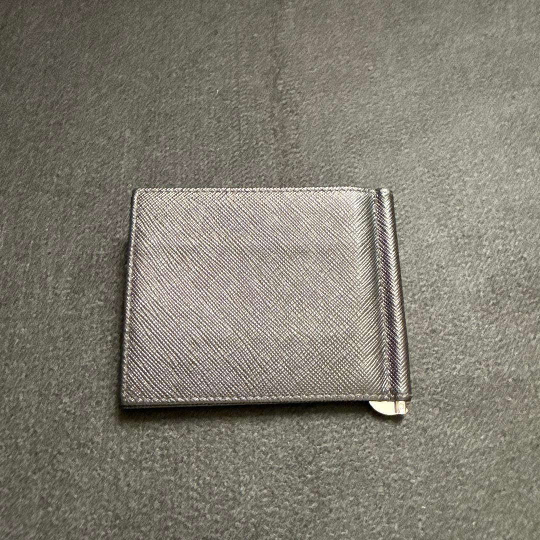 PRADA(プラダ) サフィアーノ マネークリップ 二つ折り財布 ブラック