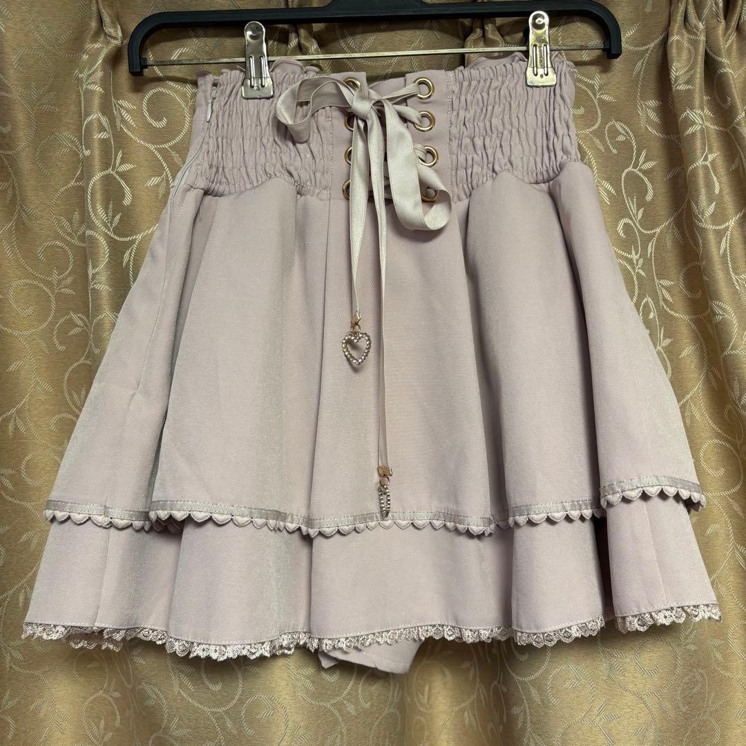 LIZLISA リズリサ 2連リボンベルトスカパン スカート ピンク