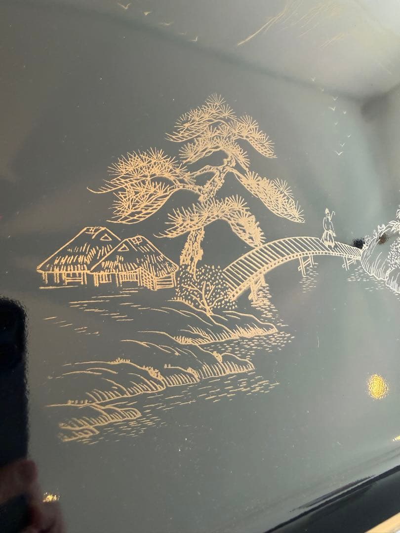 輪島塗　本塗師 渡辺信一　山水　脚付き会席膳　8枚セット　美品