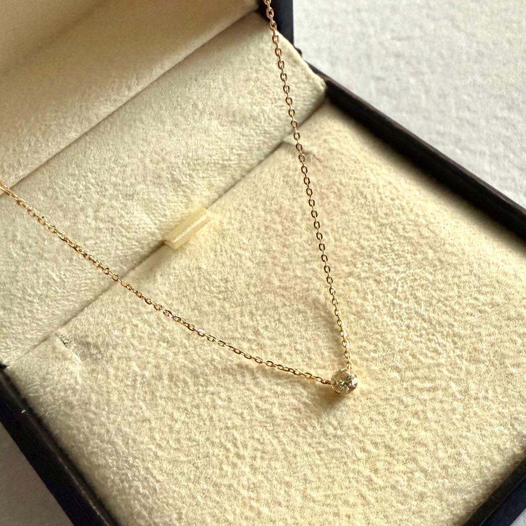 agete アガット K18 ダイヤモンド ネックレス 0.1ct シークレット