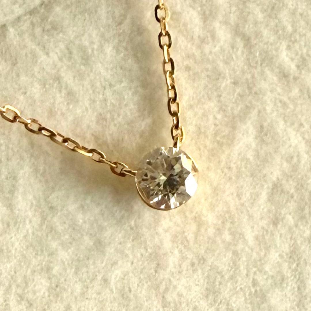 agete アガット K18 ダイヤモンド ネックレス 0.1ct シークレット
