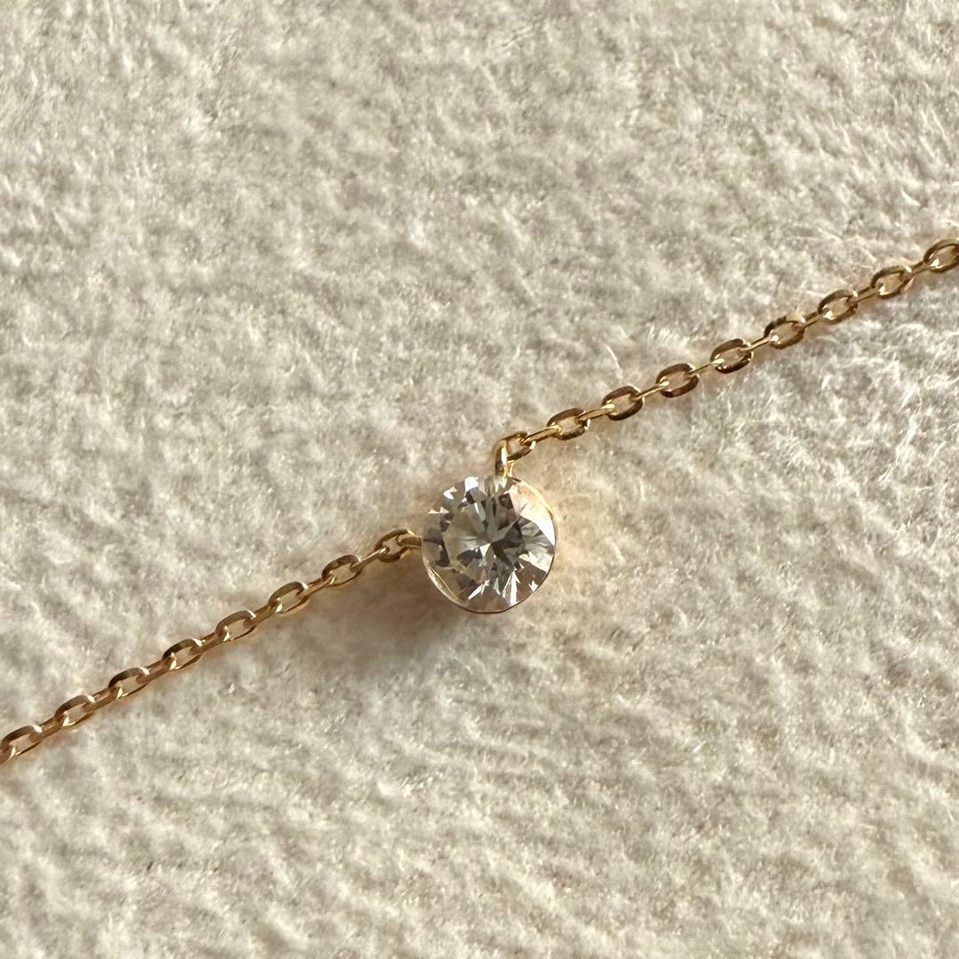 agete アガット K18 ダイヤモンド ネックレス 0.1ct シークレット