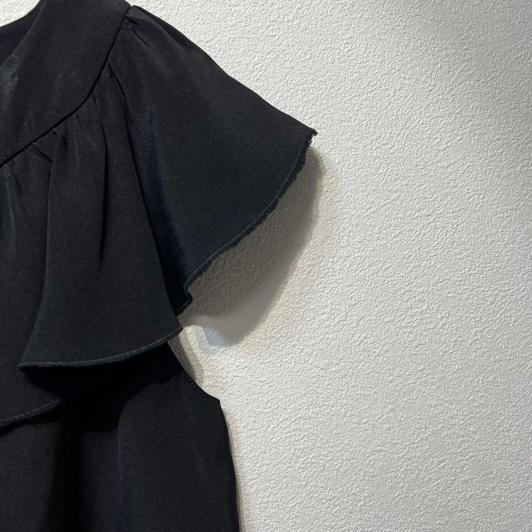 希少 美品 プラダ シルク フリル ノースリーブデザイン チュニック ワンピース