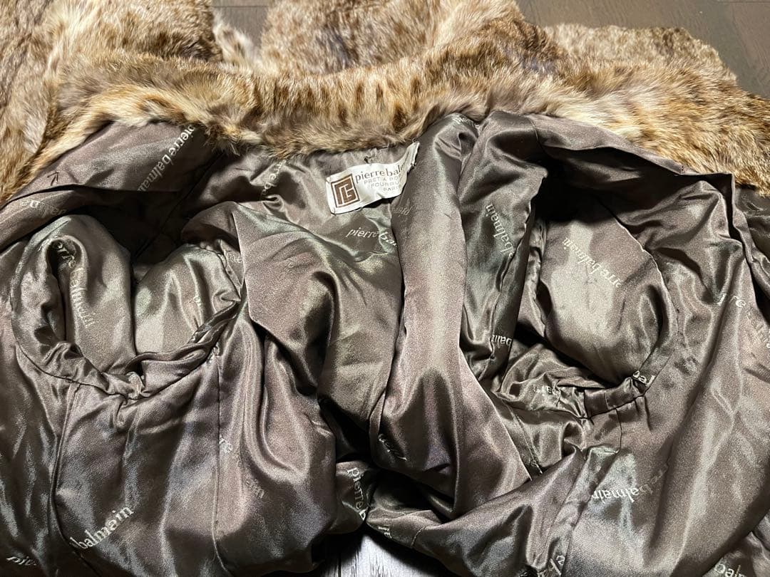 ★PIERRE BALMAIN★本毛皮★ロングコート★レオパード★M〜L相当★