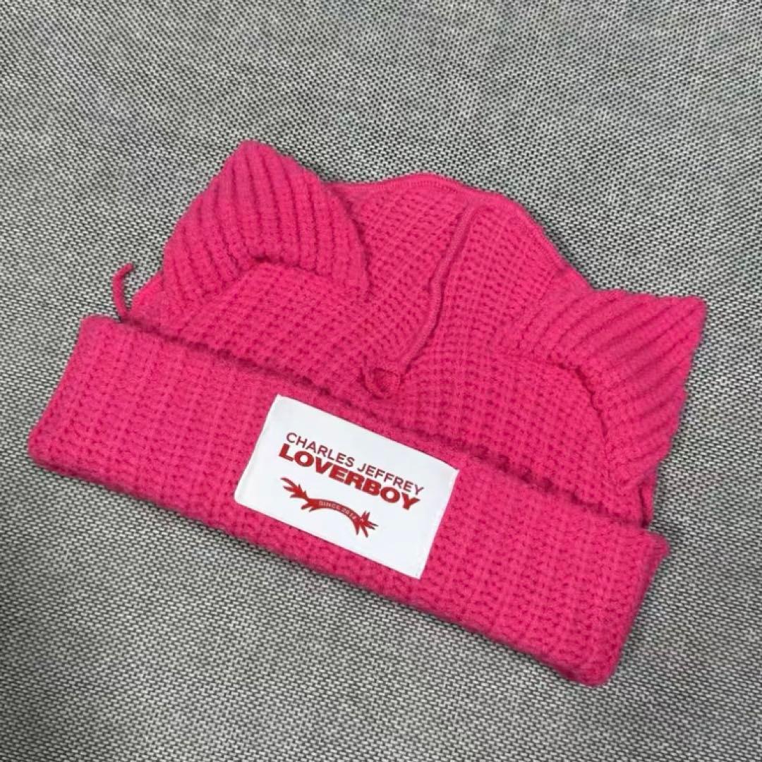 LOVERBOY 猫耳ニット帽 ピンク