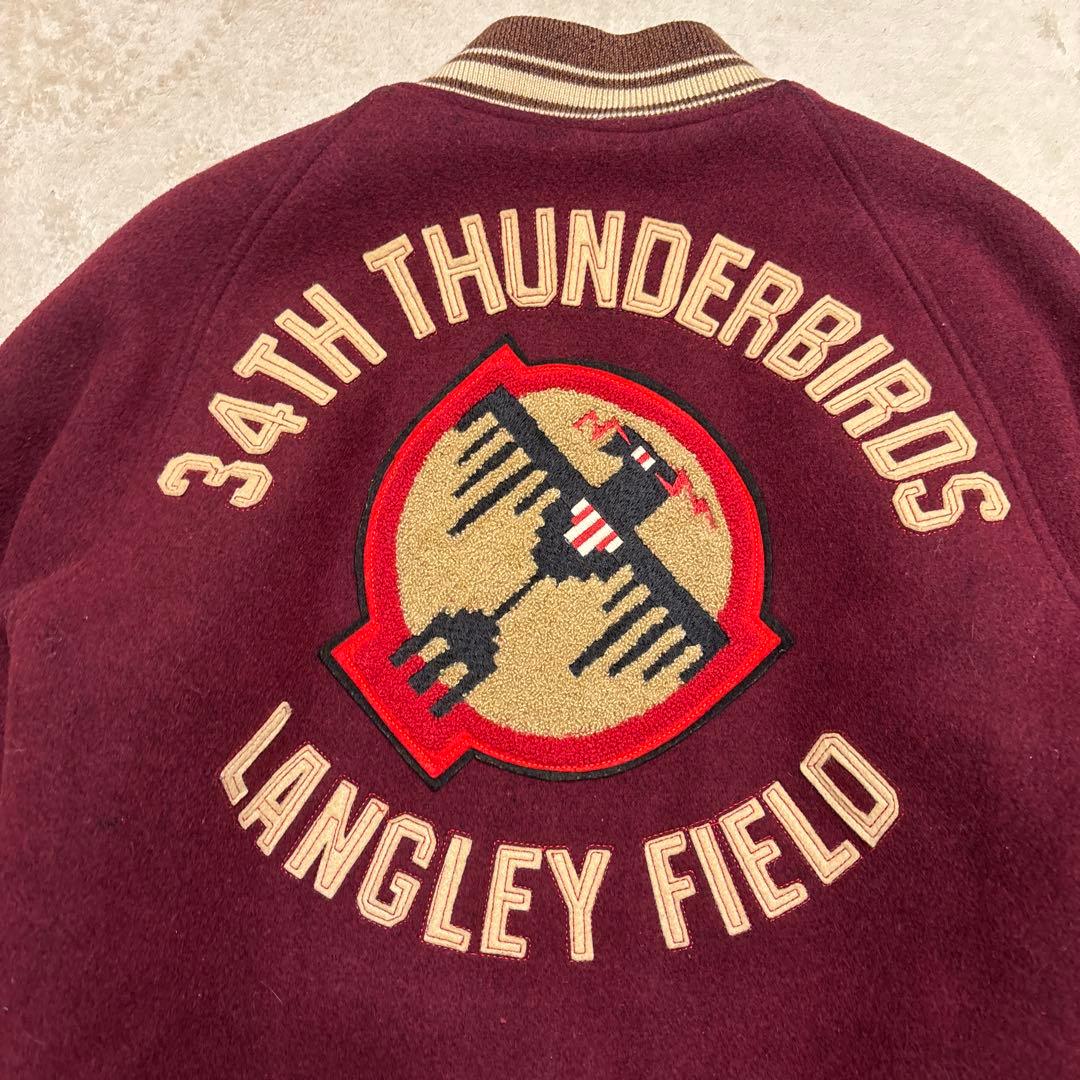 激レア⭐️BUZZ RICKSON スタジャン 刺繍　ワインレッド XLサイズ相当