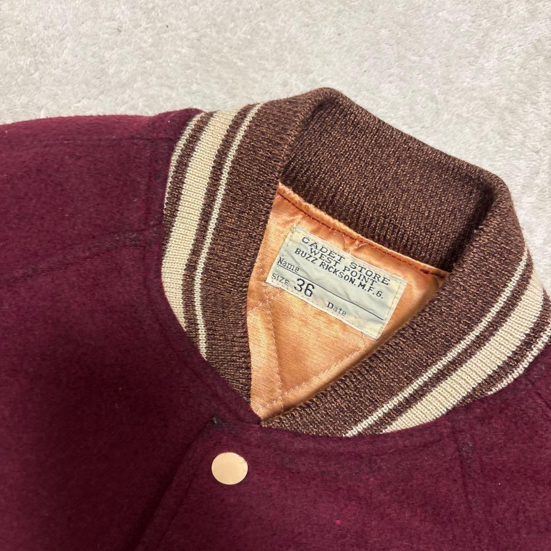 激レア⭐️BUZZ RICKSON スタジャン 刺繍　ワインレッド XLサイズ相当