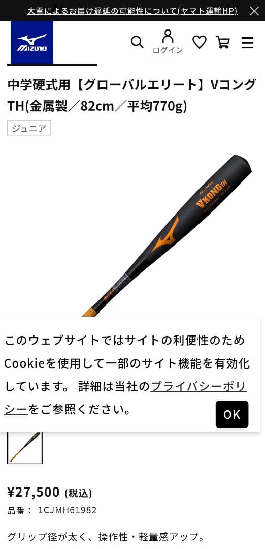 Mizuno VIKONGTH TK210 硬式バット