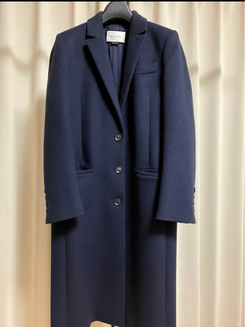美品Gucci ネイビー チェスターコート ウール素材