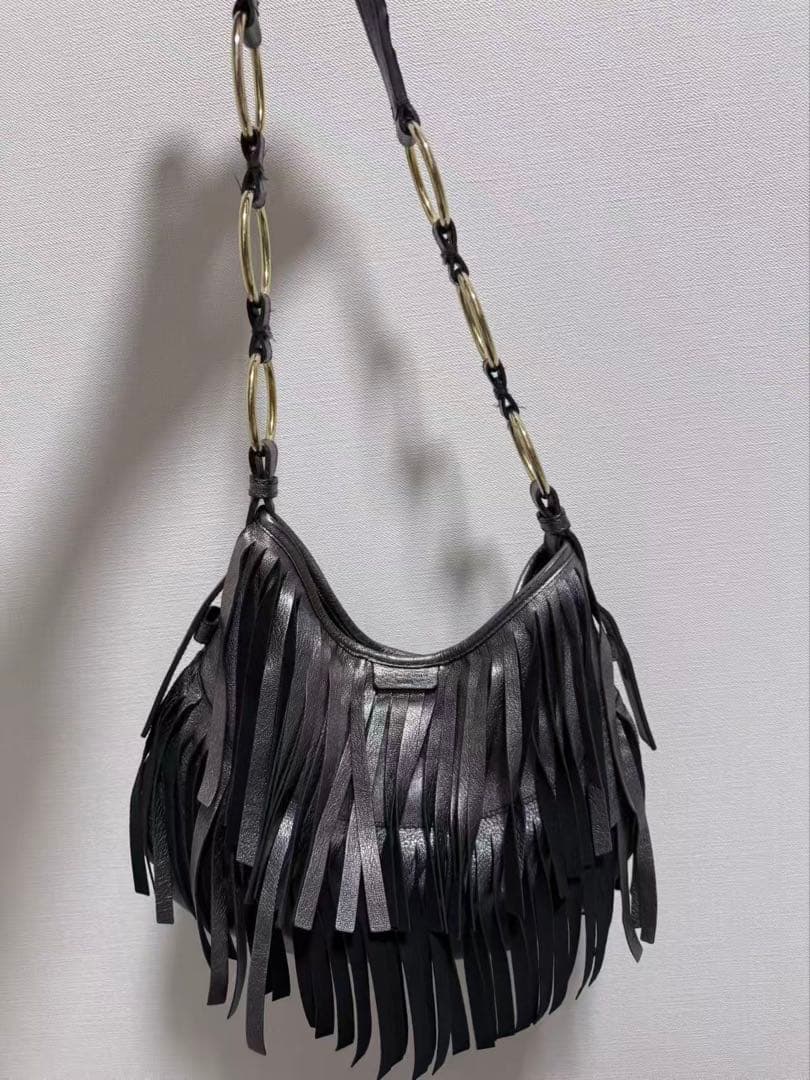 フリンジ ブラックショルダーバッグ