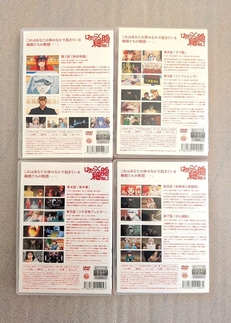 はたらく細胞　DVD　レンタル　アニメ　8本セット