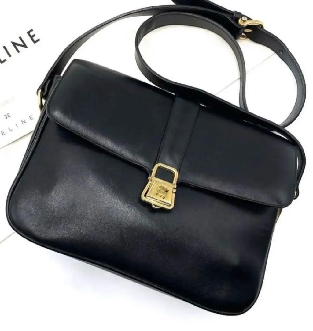 CELINE セリーヌ　ショルダー　バッグ　ブラック ヴィンテージ レザー