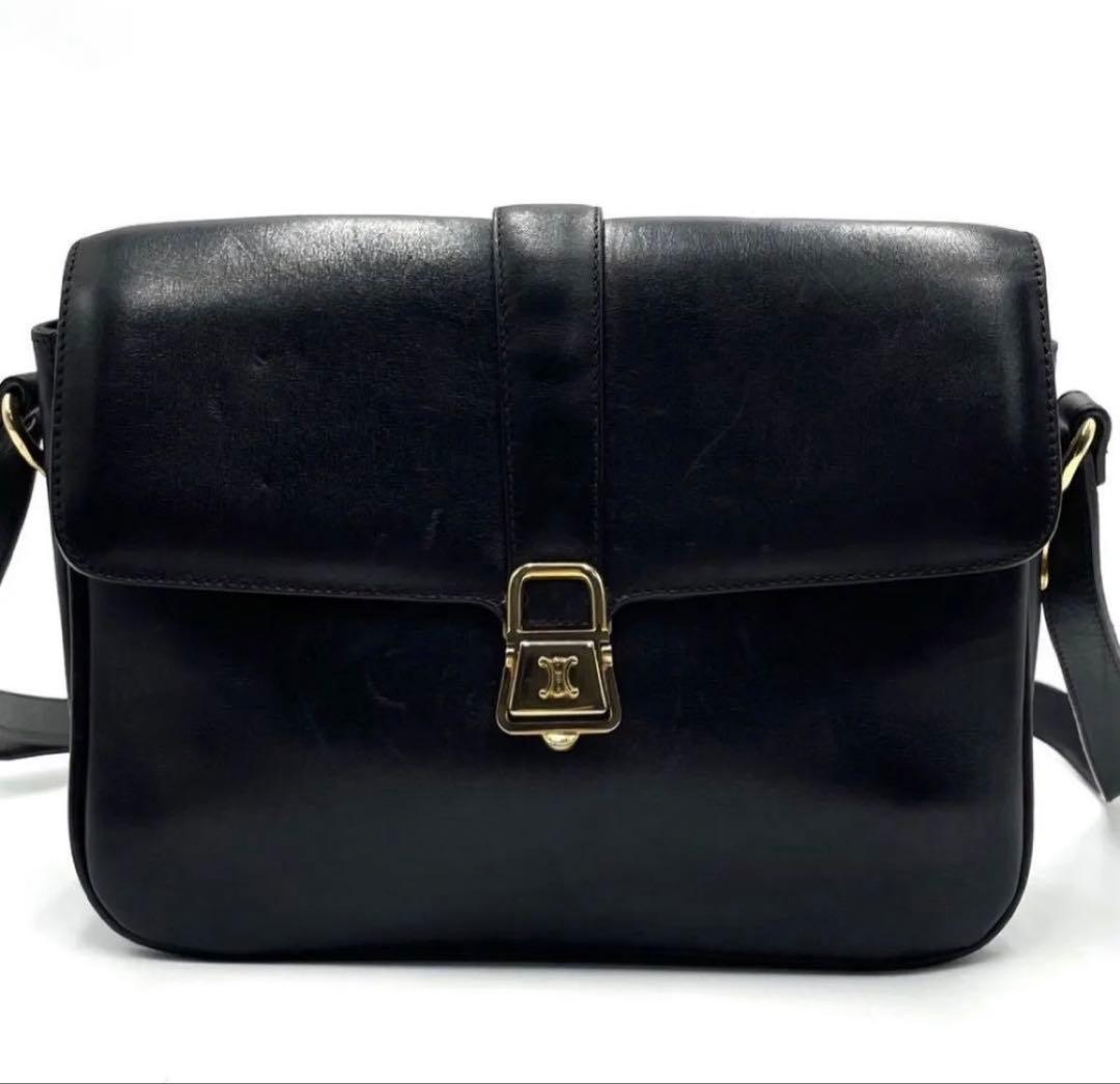 CELINE セリーヌ　ショルダー　バッグ　ブラック ヴィンテージ レザー