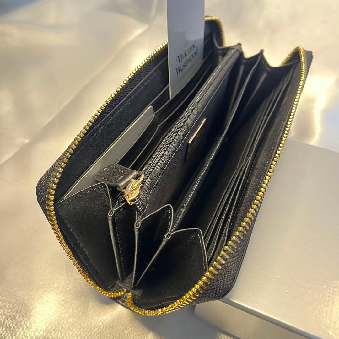 新品 Vivienne Westwood 黒 長財布 金色のオーブ