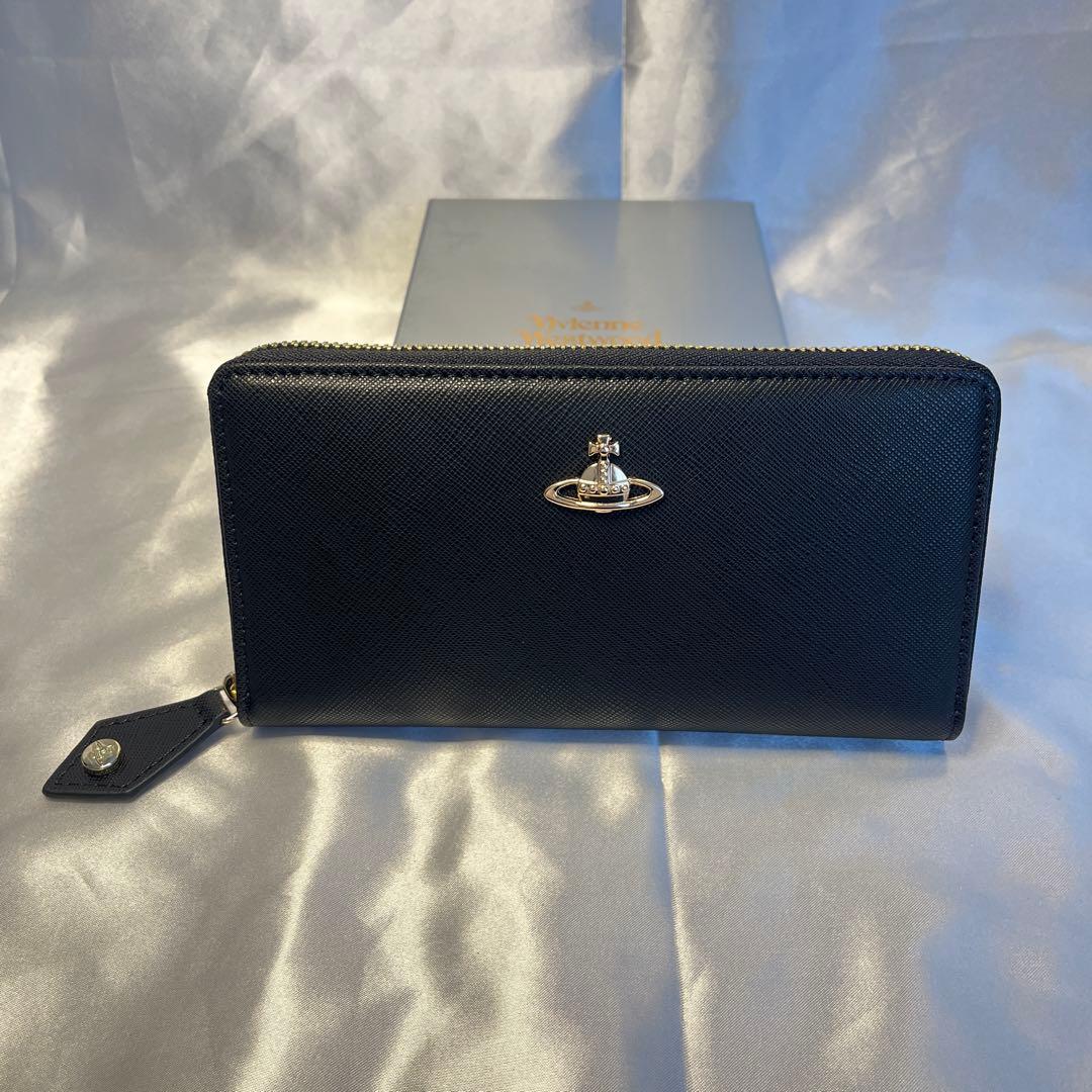新品 Vivienne Westwood 黒 長財布 金色のオーブ