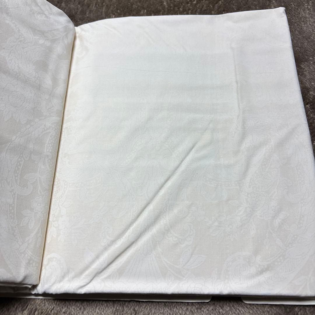 未使用 ラルフローレン フラットシーツ ツイン ベージュ 総柄 USA製