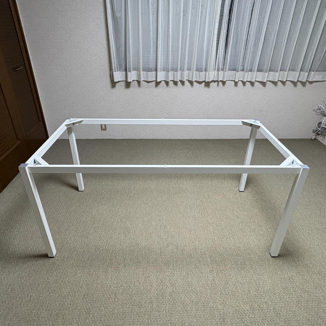 ガラス天板テーブル 150cm幅 奥行75cm ダイニングテーブル　白