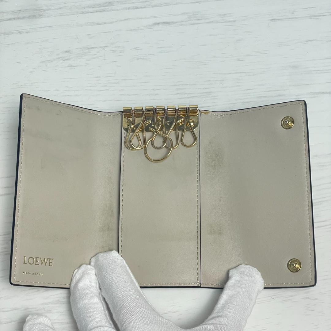 【美品】 LOEWE ロエベ リピートアナグラム 6連キーケース ベージュ