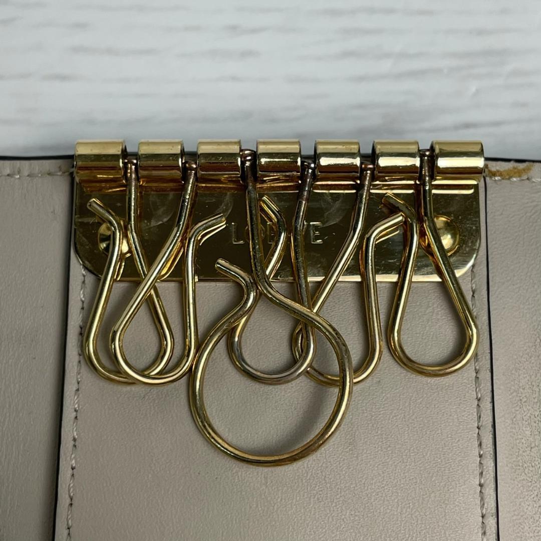 【美品】 LOEWE ロエベ リピートアナグラム 6連キーケース ベージュ
