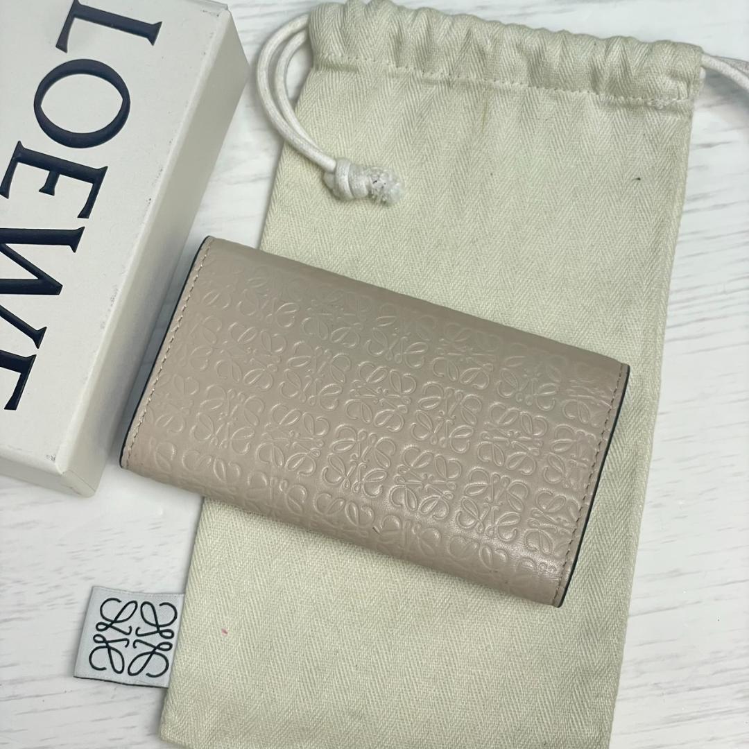 【美品】 LOEWE ロエベ リピートアナグラム 6連キーケース ベージュ