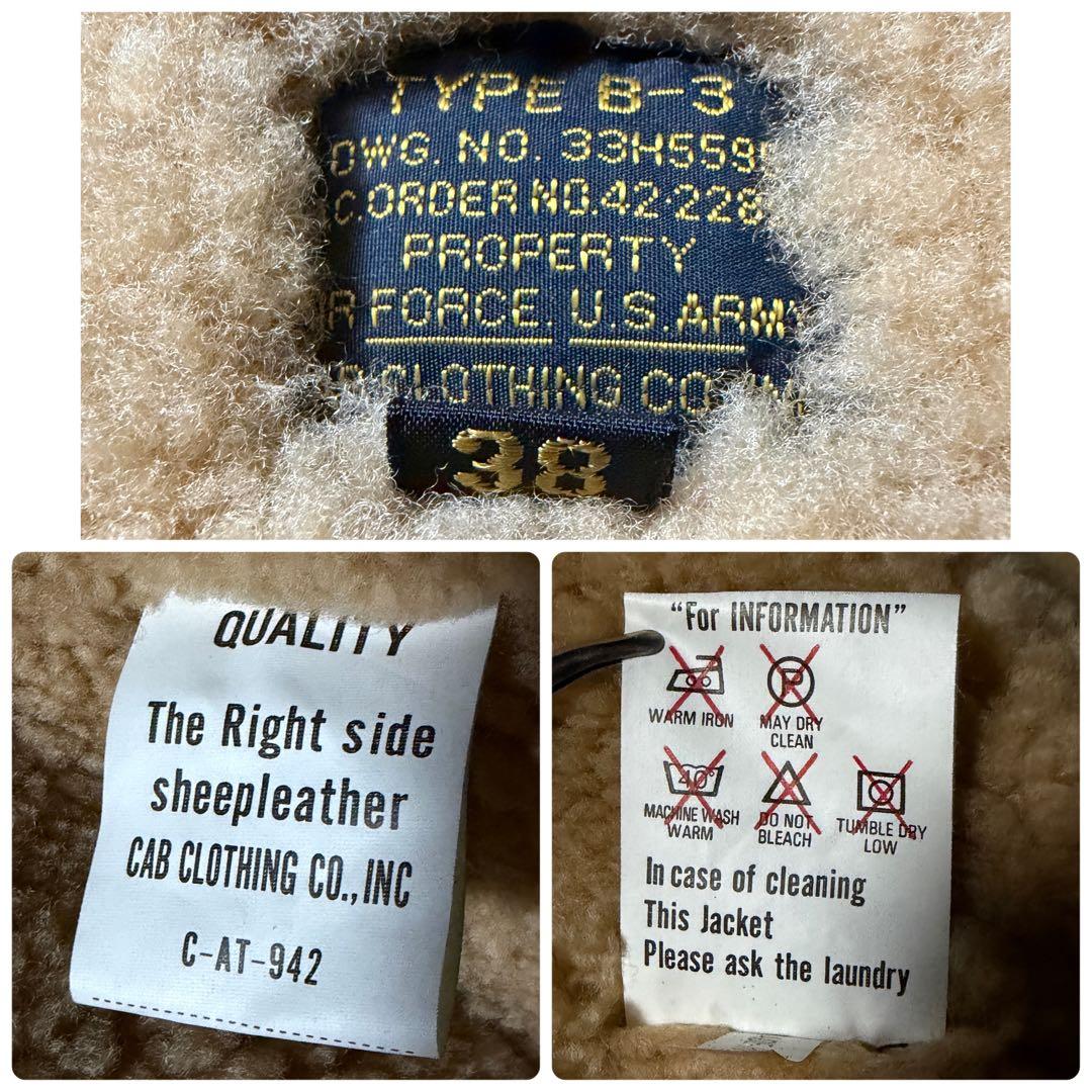 激レア■CAB CLOTHING フライトジャケット　B-3 大戦モデル　38