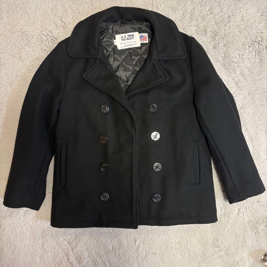 美品　Schott ショット U.S.740N Pコート38 黒 USA製