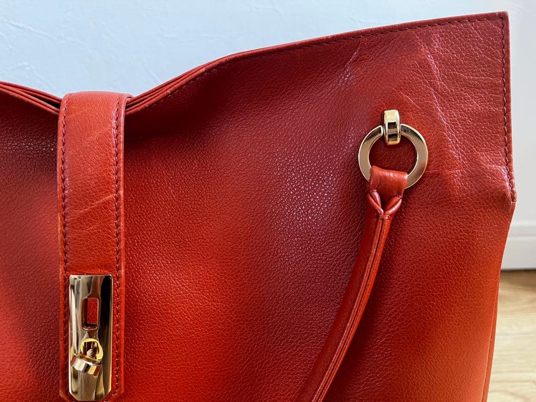 濱野皮革工藝　グレースディライトトート　オレンジxゴールド金具