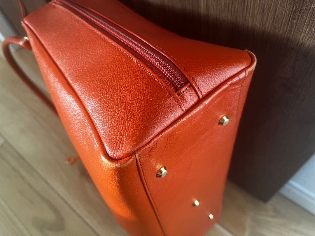 濱野皮革工藝　グレースディライトトート　オレンジxゴールド金具