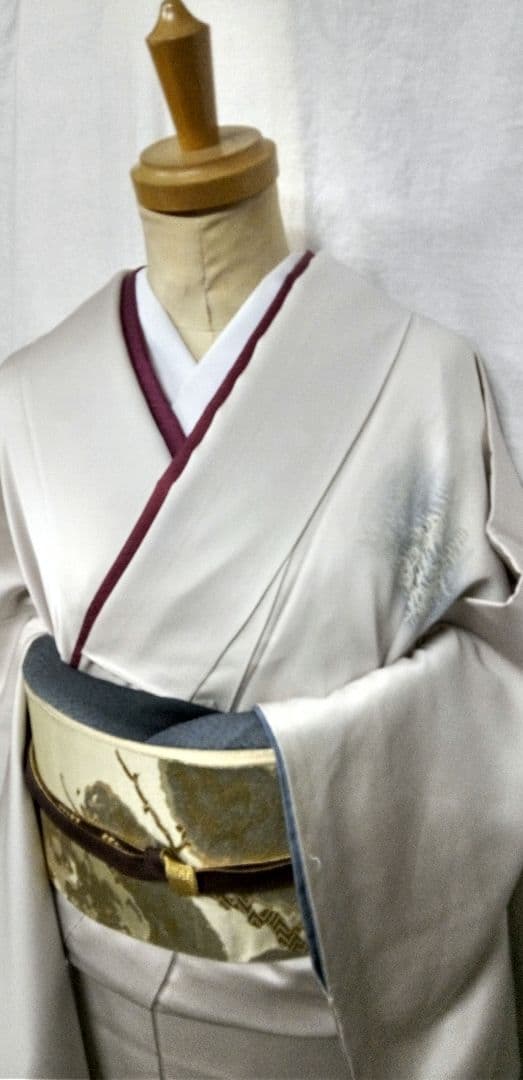 高級付け下げ、シルバー、山水柄、未使用