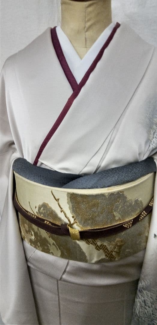 高級付け下げ、シルバー、山水柄、未使用