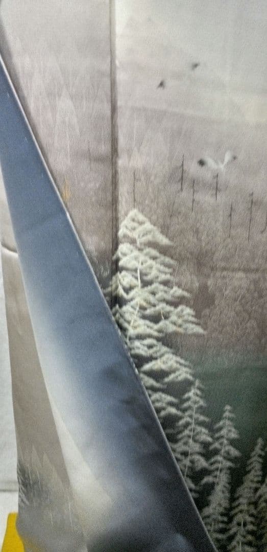 高級付け下げ、シルバー、山水柄、未使用