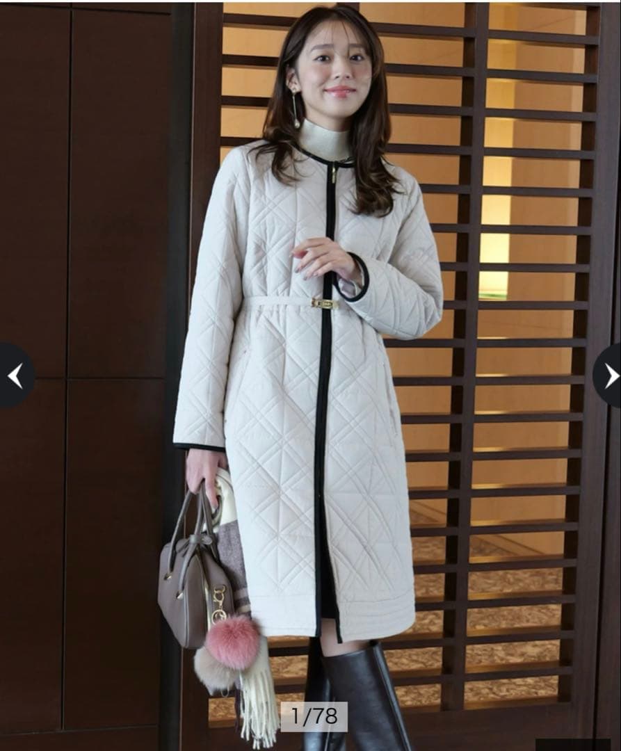 JUSGLITTY キルティング中綿ミドルコート