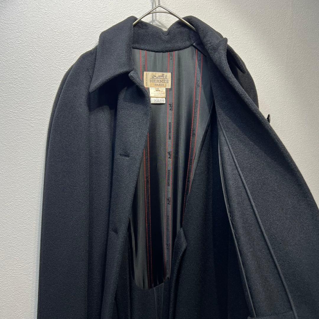 希少 美品 90年製 HERMES ウール カシミヤ ケープコート ポンチョ