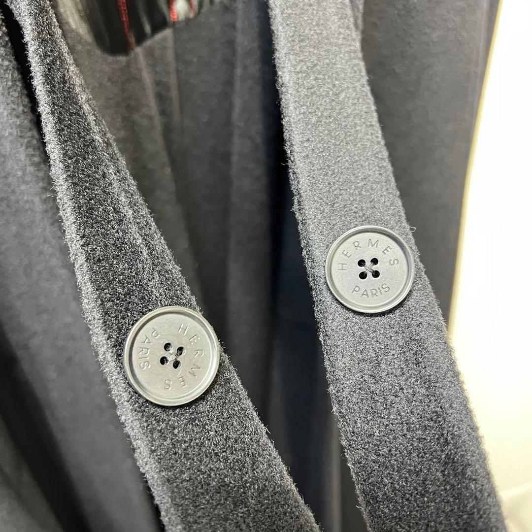 希少 美品 90年製 HERMES ウール カシミヤ ケープコート ポンチョ